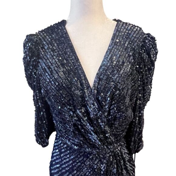 NWT‎ Mac Duggal Midnight sequin midi dress style 5578 size 8 women's - Picture 10 of 16